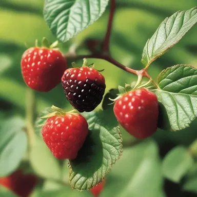 In the movie, the character picks a blackberry from an aggregate fruit patch in the garden.