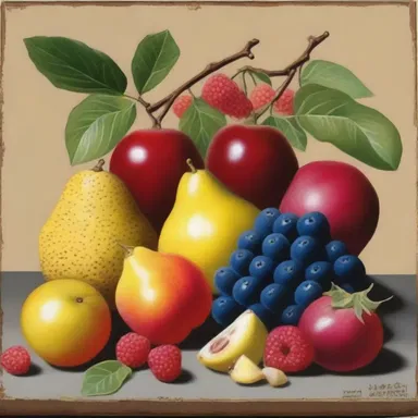 The painting showcased a beautiful arrangement of an aggregate fruit, with each small fruit depicted in detail.
