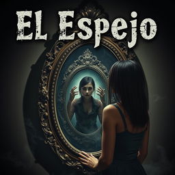 A captivating and eerie depiction of an antique mirror that has a life of its own