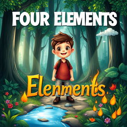 A captivating book cover illustration featuring a young boy with an adventurous spirit as he steps into a mystical forest