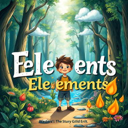 A captivating book cover illustration featuring a young boy with an adventurous spirit as he steps into a mystical forest