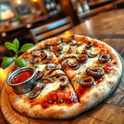A tantalizing onion and mushroom pizza, featuring a perfectly baked thin crust that is crispy and golden