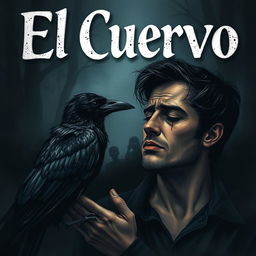 An emotional and dark scene featuring a man weeping over the death of his beloved, surrounded by a somber, shadowy environment