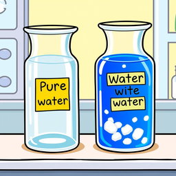 A cartoonish illustration featuring two beakers