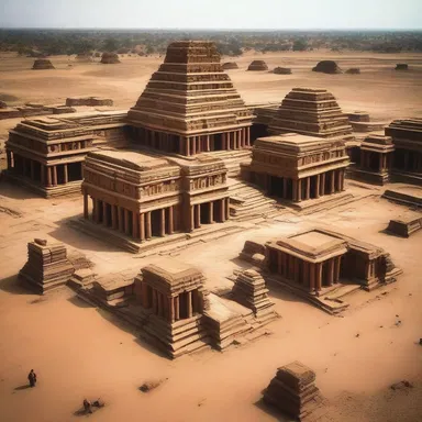 The temple was a grand aggregative structure composed of multiple smaller buildings and prayer halls.