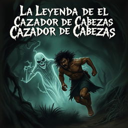 An intense and chilling scene illustrating a headhunter being pursued by the vengeful spirit of one of his victims