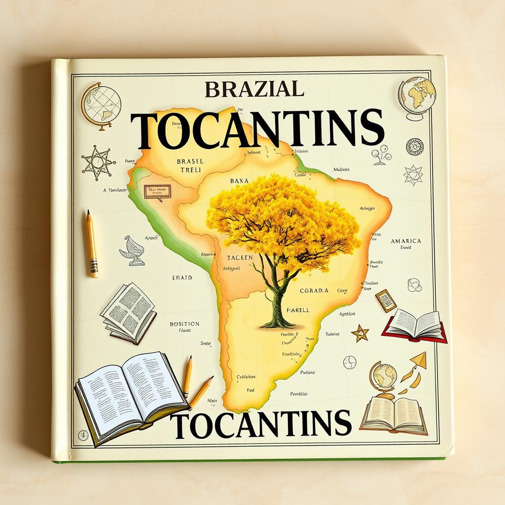 A captivating book cover featuring a detailed map of the Brazilian Amazon, specifically highlighting the state of Tocantins