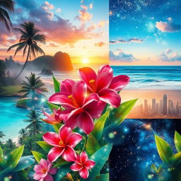 A creative collage of stunning and vibrant images, blending various elements seamlessly