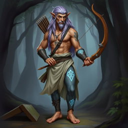 A very handsome Firbolg in the style of Dungeons and Dragons, age 20, youthful for his race and in the midst of adolescence