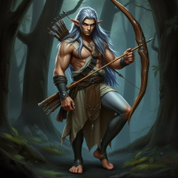 A very handsome Firbolg in the style of Dungeons and Dragons, age 20, youthful for his race and in the midst of adolescence