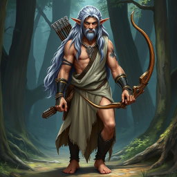 A very handsome Firbolg in the style of Dungeons and Dragons, age 20, youthful for his race and in the midst of adolescence