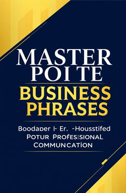 A sleek digital cover design for a business communication book titled 'Master Polite Business Phrases | Boost Your Professional Communication'