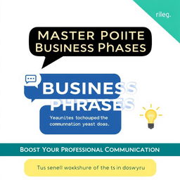 A visually engaging and informative graphic titled 'Master Polite Business Phrases | Boost Your Professional Communication'