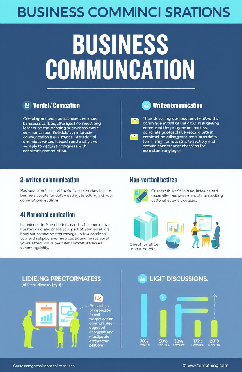 A visually appealing infographic displaying various business communication strategies for students