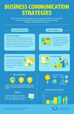 A visually appealing infographic displaying various business communication strategies for students