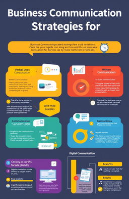 An educational infographic showcasing various business communication strategies for students
