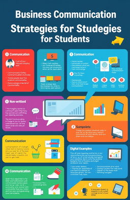 An educational infographic showcasing various business communication strategies for students