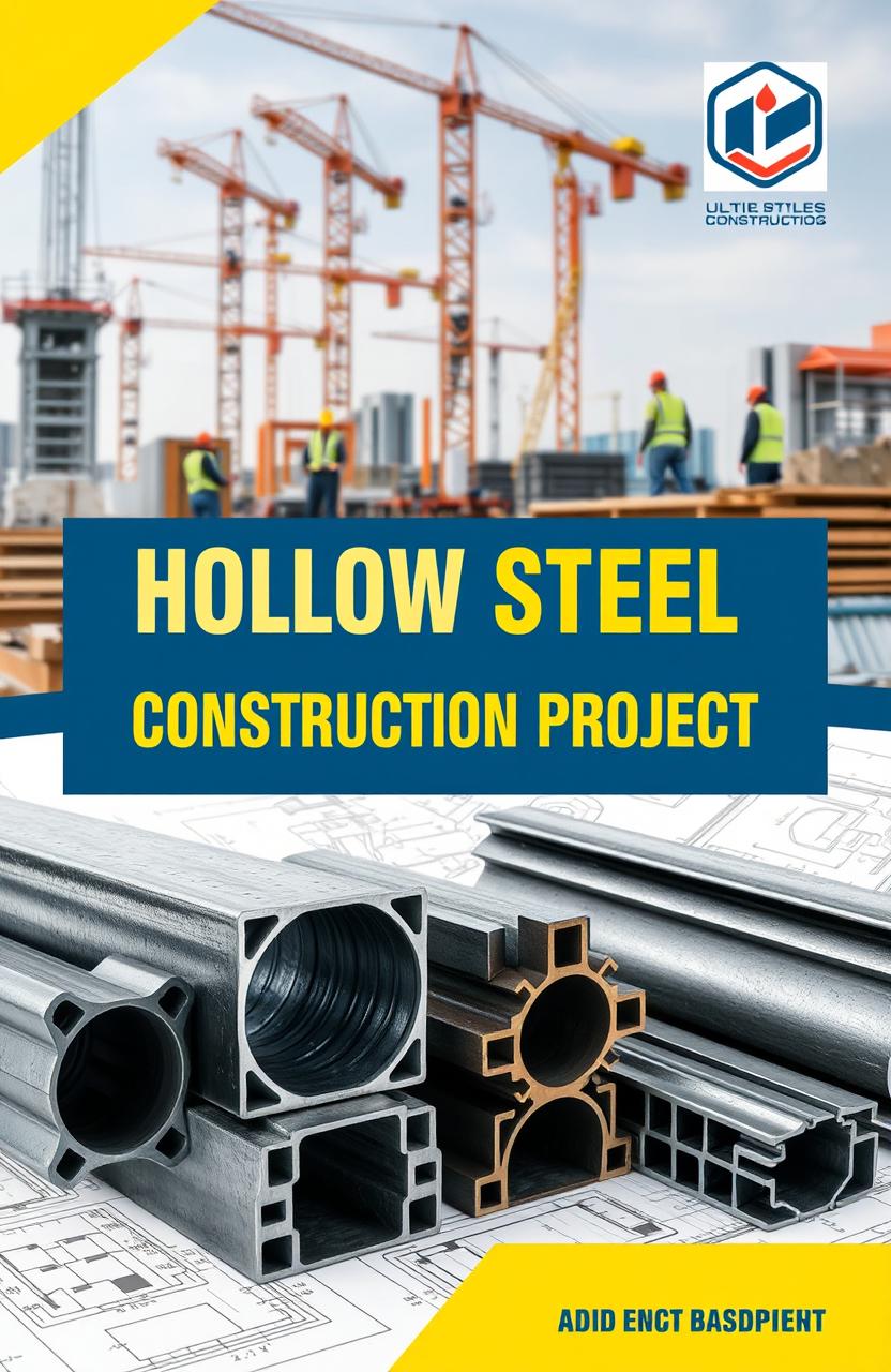 A professional cover for a construction project involving hollow steel sections