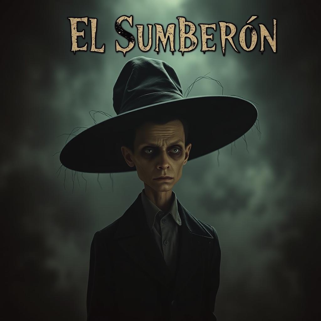 A small, slender man wearing a large black hat uses his supernatural powers to hypnotize people, making them helplessly follow him