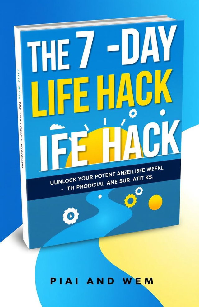 A vibrant and modern eBook cover design for a self-help book titled 'The 7-Day Life Hack'