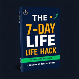 A sleek and impactful eBook cover design for 'The 7-Day Life Hack'