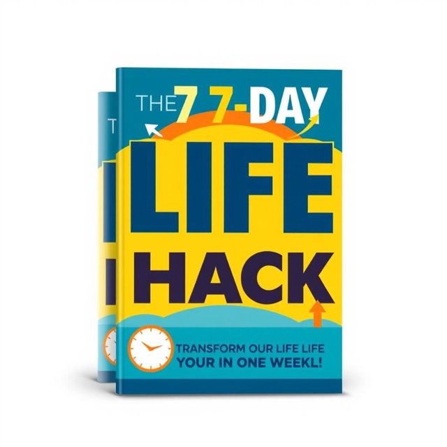 An eye-catching eBook cover design for 'The 7-Day Life Hack' featuring bold, modern typography