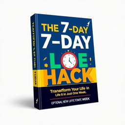 An eye-catching eBook cover design for 'The 7-Day Life Hack' featuring bold, modern typography