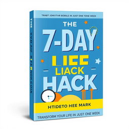 An eye-catching eBook cover design for 'The 7-Day Life Hack' featuring bold, modern typography