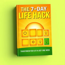 A vibrant and engaging book cover design for a self-help book titled 'The 7-Day Life Hack'