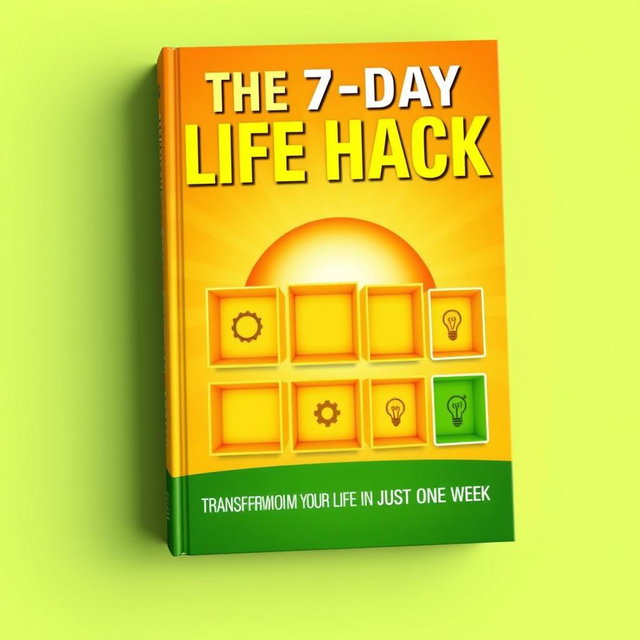 A vibrant and engaging book cover design for a self-help book titled 'The 7-Day Life Hack'