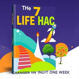 A dynamic and visually appealing eBook cover for 'The 7-Day Life Hack'