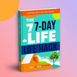 A dynamic and visually appealing eBook cover for 'The 7-Day Life Hack'