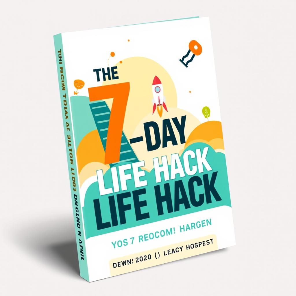 A dynamic and visually appealing eBook cover for 'The 7-Day Life Hack'