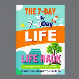 A dynamic and visually appealing eBook cover for 'The 7-Day Life Hack'