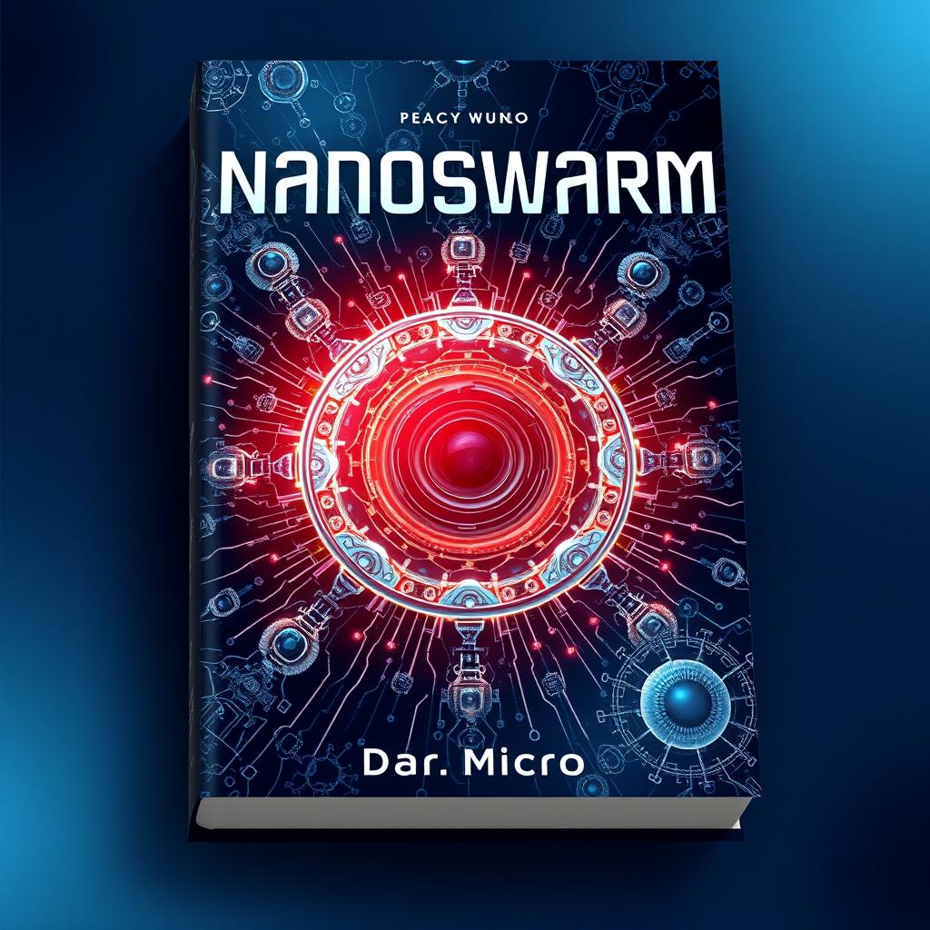 A captivating book cover design for the title 'Nanoswarm' by Dr