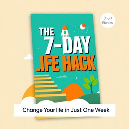 A dynamic and visually appealing eBook cover for 'The 7-Day Life Hack'