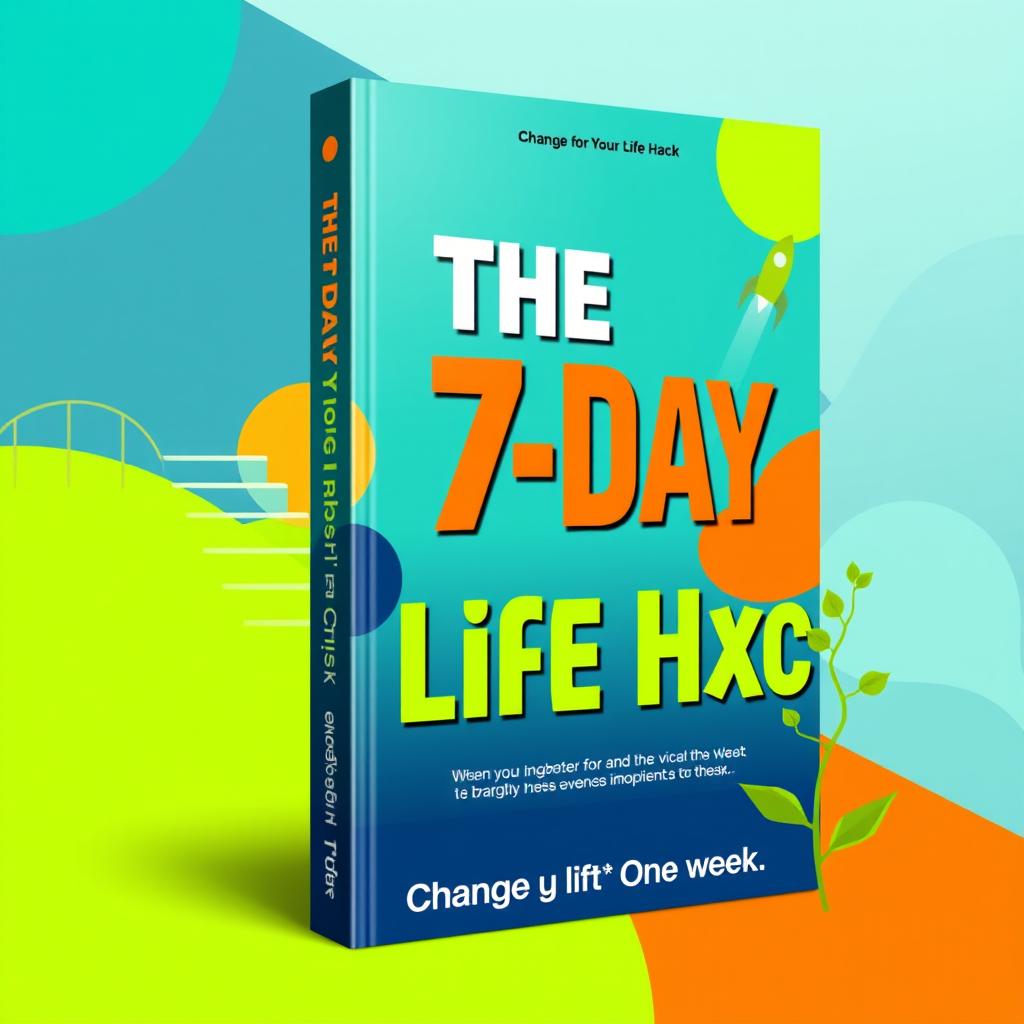 A dynamic and visually appealing eBook cover for 'The 7-Day Life Hack'