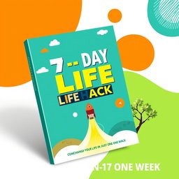 A dynamic and visually appealing eBook cover for 'The 7-Day Life Hack'
