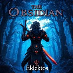 An engaging anime-style cover page for a fantasy novel titled 'The Obsidian Path' by the author Eklektos