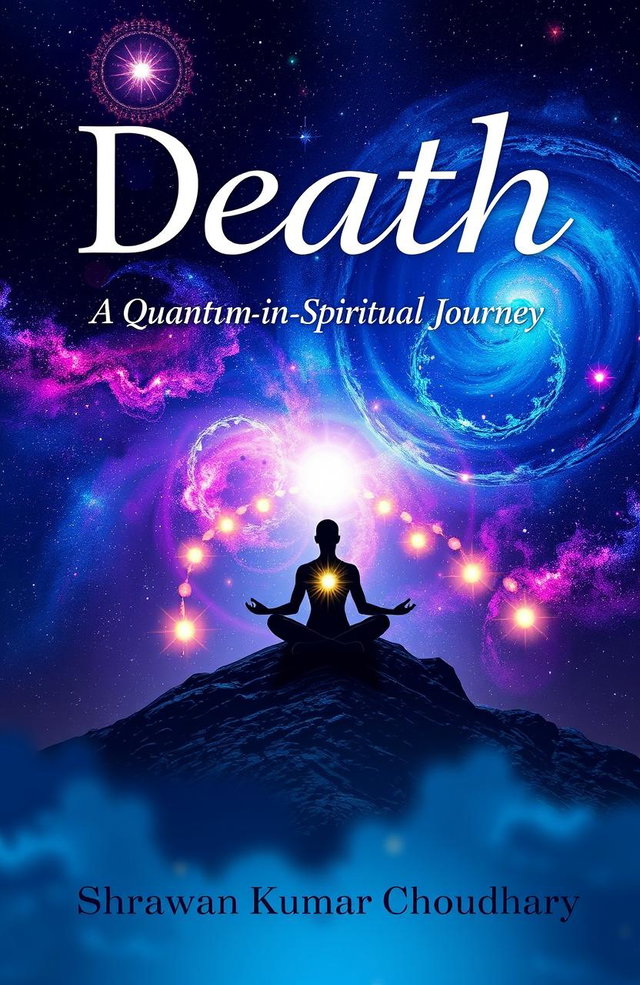 A captivating book cover for 'Death: A Quantum-Spiritual Journey' by Shrawan Kumar Choudhary