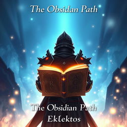 An enchanting anime-style cover page for a fantasy novel titled 'The Obsidian Path' by the author Eklektos
