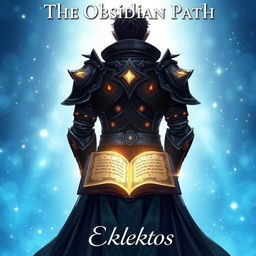 An enchanting anime-style cover page for a fantasy novel titled 'The Obsidian Path' by the author Eklektos