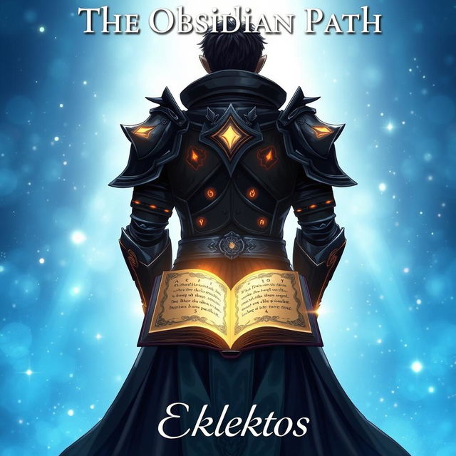 An enchanting anime-style cover page for a fantasy novel titled 'The Obsidian Path' by the author Eklektos