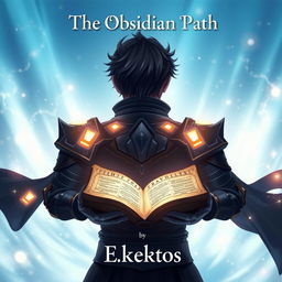 An enchanting anime-style cover page for a fantasy novel titled 'The Obsidian Path' by the author Eklektos