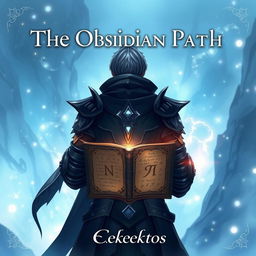 An enchanting anime-style cover page for a fantasy novel titled 'The Obsidian Path' by the author Eklektos
