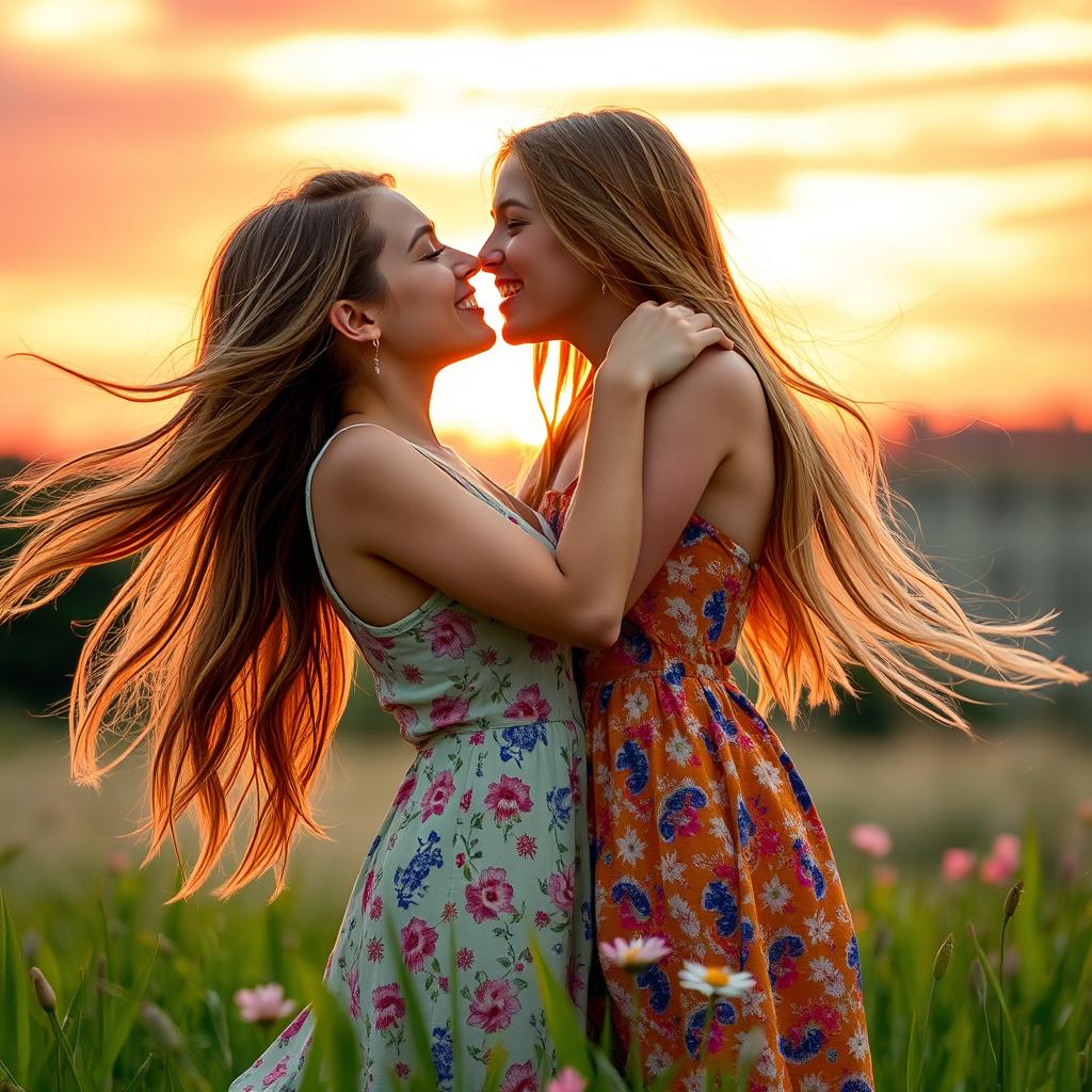 Love in the Twilight: A Tender Sunset Kiss