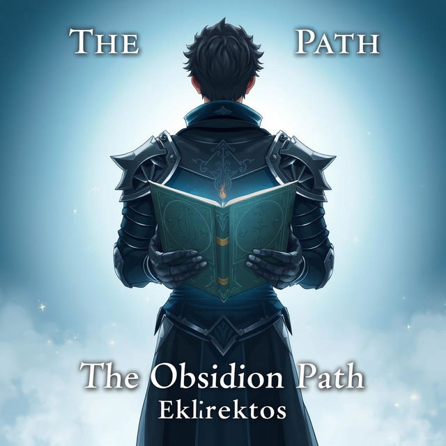 An alluring anime-style cover page for a fantasy novel titled 'The Obsidian Path' by the author Eklektos