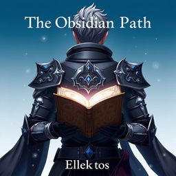 An alluring anime-style cover page for a fantasy novel titled 'The Obsidian Path' by the author Eklektos