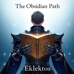 An alluring anime-style cover page for a fantasy novel titled 'The Obsidian Path' by the author Eklektos