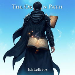An enchanting anime-style cover page for a fantasy novel titled 'The Obsidian Path' by the author Eklektos